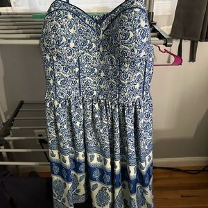 Band of Gypsies Blue and Cream Paisley Dress